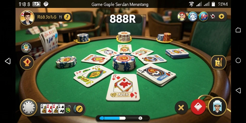 Gameplay seru 888R dengan kartu Gaple yang menarik.