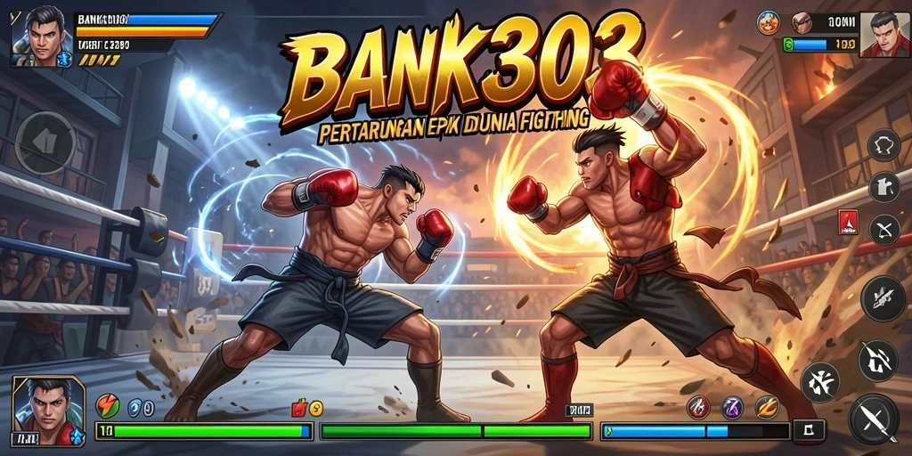 Screenshot dari BANK303 menampilkan aksi pertarungan yang intens dan karakter yang dinamis.