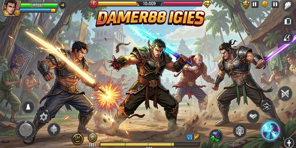 Screenshot utama menampilkan aksi seru dalam pertempuran Fighting.