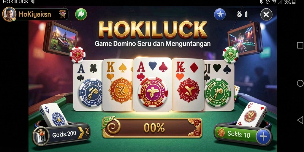 Tampilan gameplay seru dalam HOKILUCK dengan pemain Domino aktif.