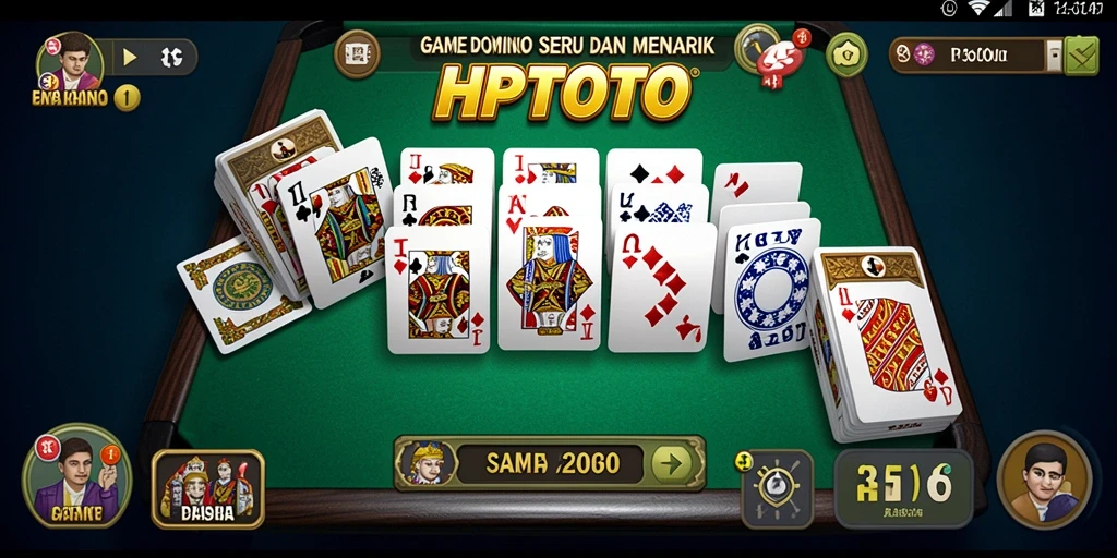 Screenshot HPTOTO menampilkan aksi permainan Domino yang seru.