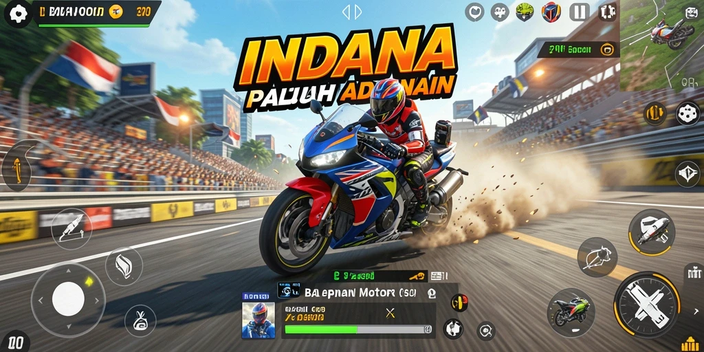 Gambaran gameplay seru balapan motor di INDAAA.