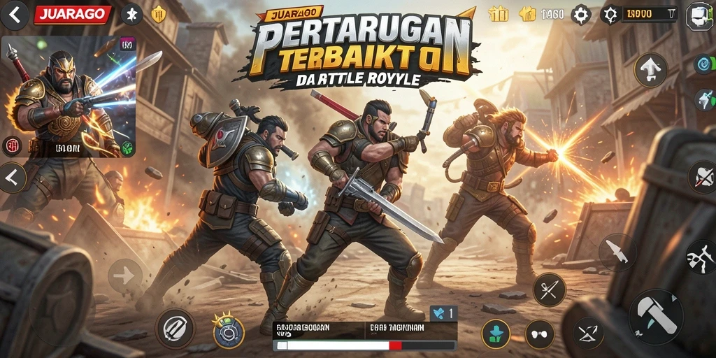 Screenshot JUARAGO menunjukkan aksi pertarungan yang intens dalam Battle Royale.
