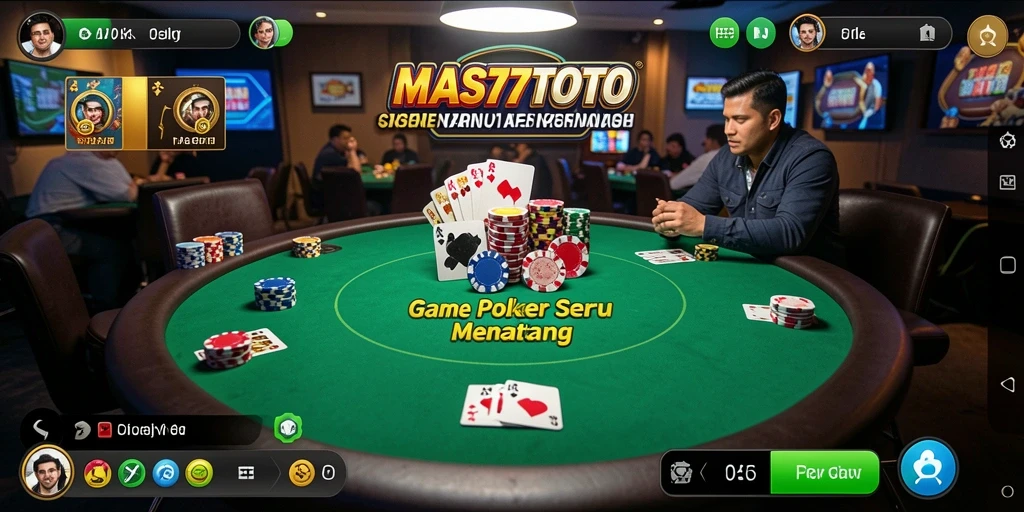 Screenshot utama MAS77TOTO menampilkan gameplay Poker yang mengasyikkan.