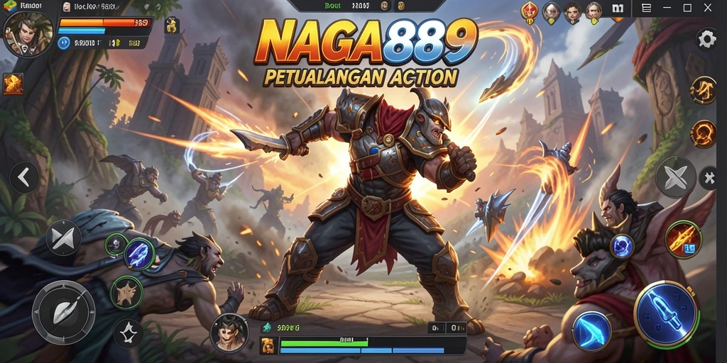 Screenshot gameplay NAGA889 menampilkan aksi menegangkan di arena pertempuran.