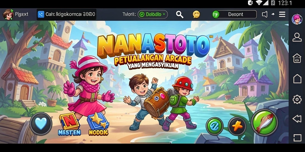 Gameplay NANASTOTO yang seru dan penuh warna.