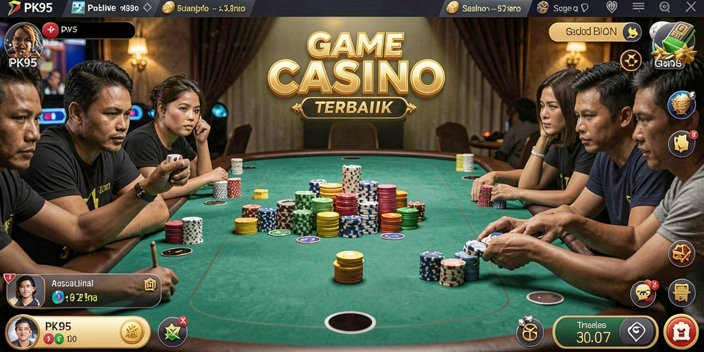 Tampilan gameplay PK95 yang menarik dengan dealer langsung dan interaksi sosial.