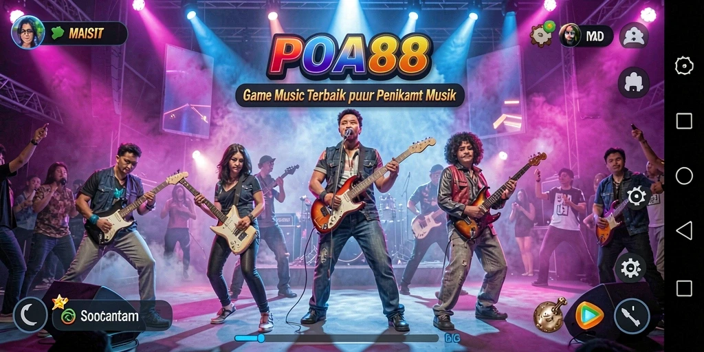 Screenshot utama POA88 menampilkan tampilan gameplay interaktif musik.