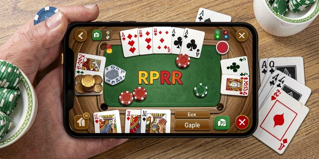 Tampilan screenshot RPRR menampilkan antarmuka permainan Gaple yang menarik.