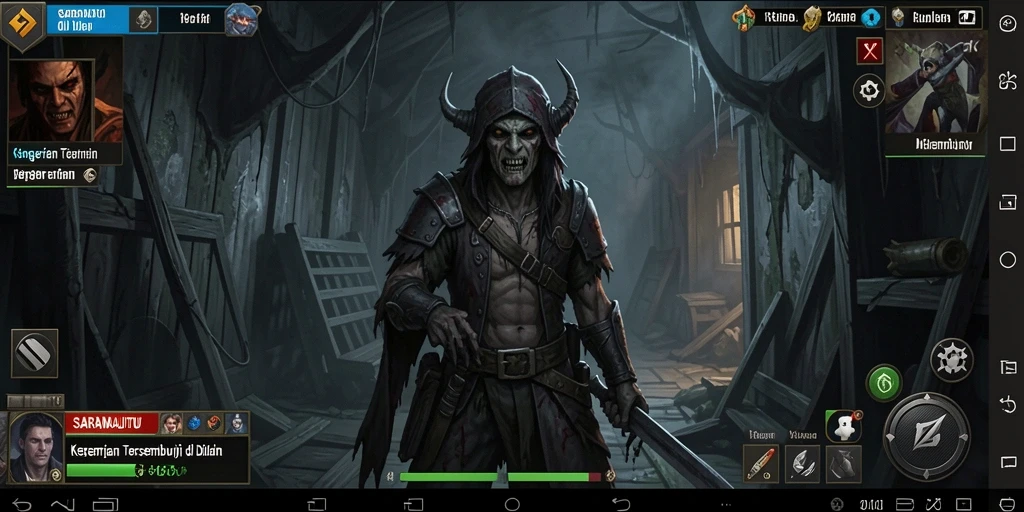 Tampilan menakutkan dari gameplay SARANAJITU yang penuh ketegangan.