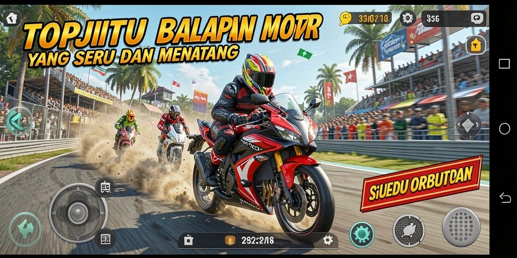 Gameplay menarik dari TOPJITU saat balapan motor di trek yang menantang.
