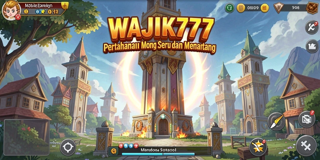 Screenshot menunjukkan aksi seru dalam gameplay Tower Defense WAJIK777.